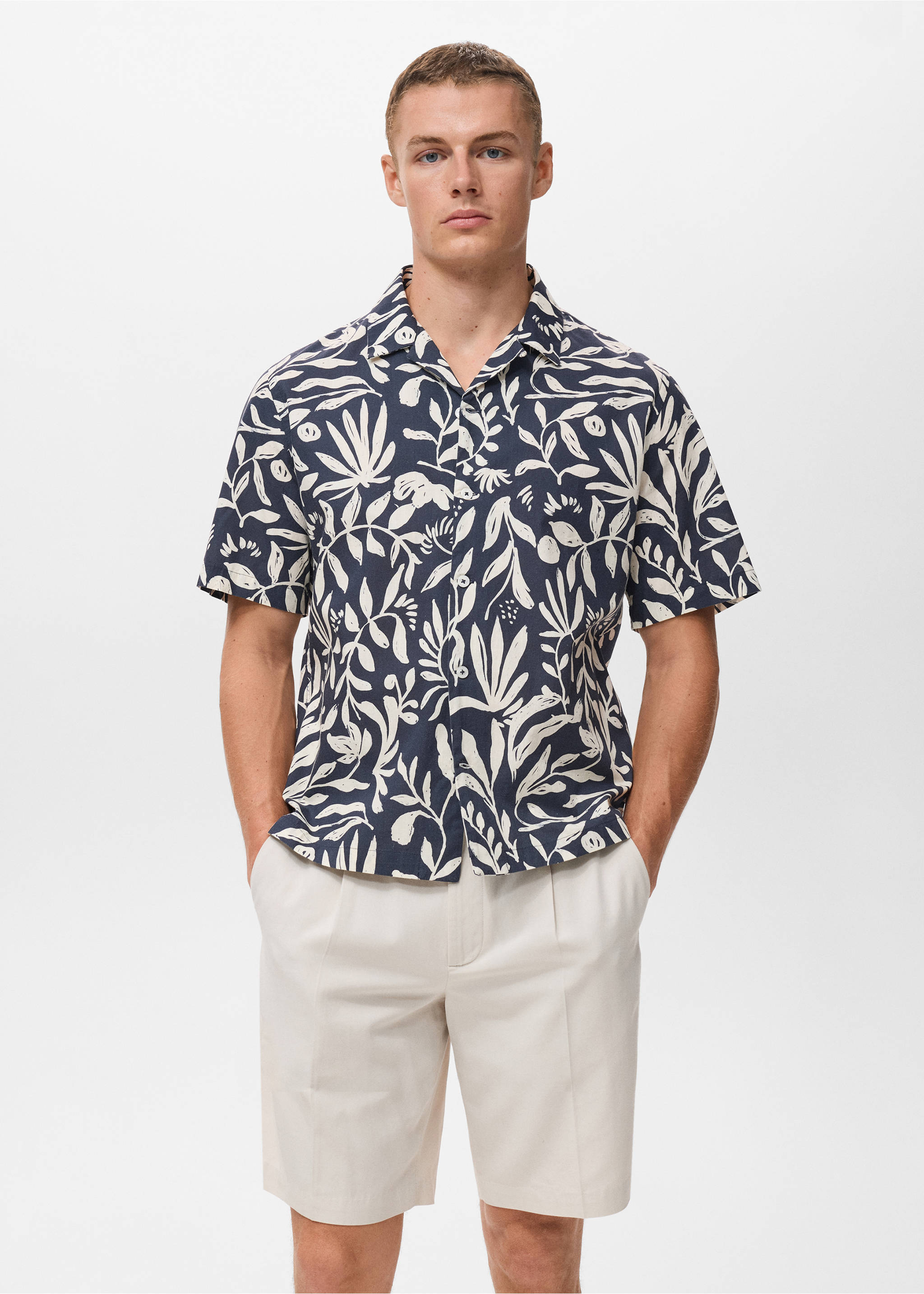 Relaxed-fit printed shirt - Medium plane, Indigo Blue. Ref: 17076739-00.