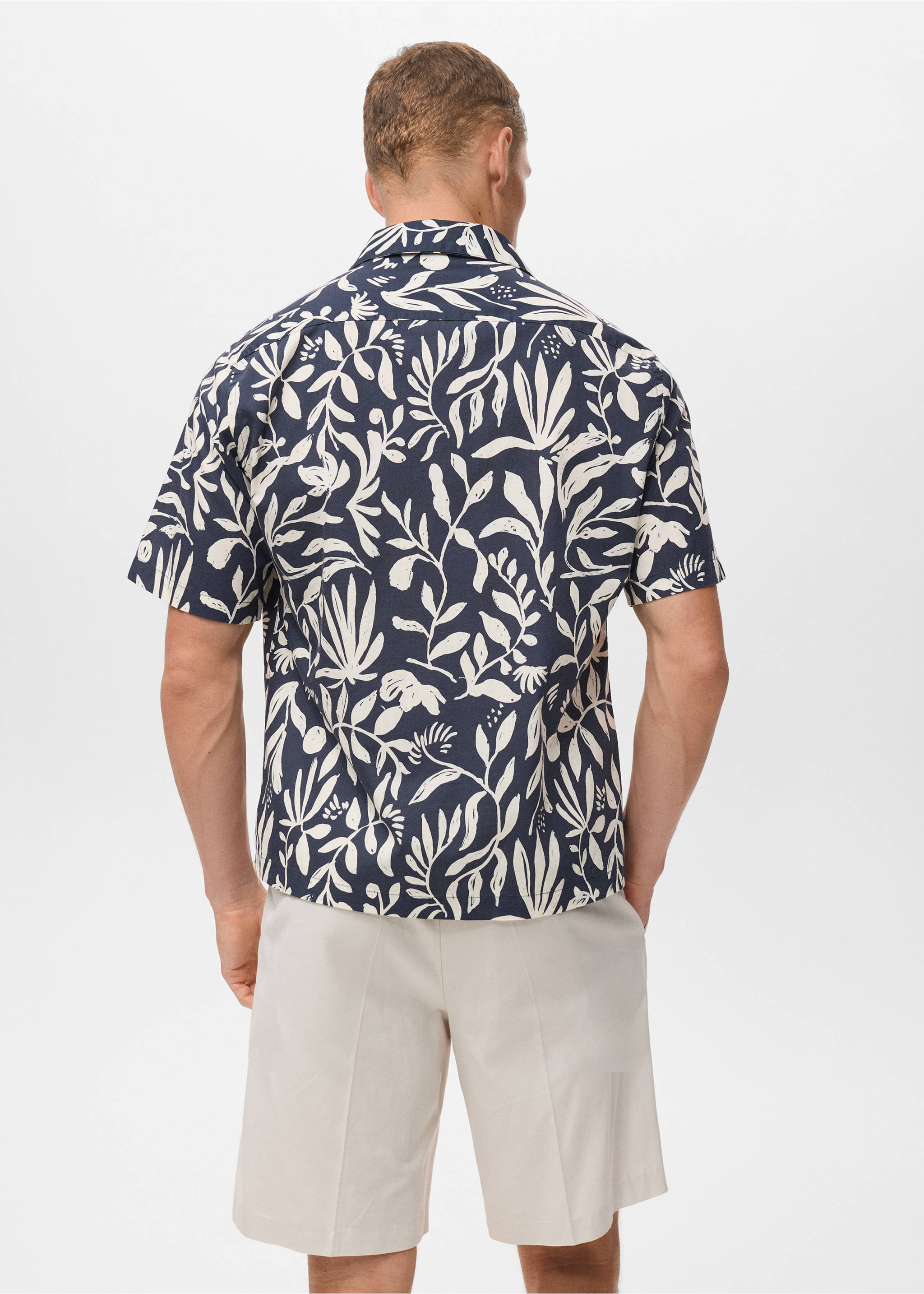 Relaxed-fit printed shirt - Reverse of the article, Indigo Blue. Ref: 17076739-00.