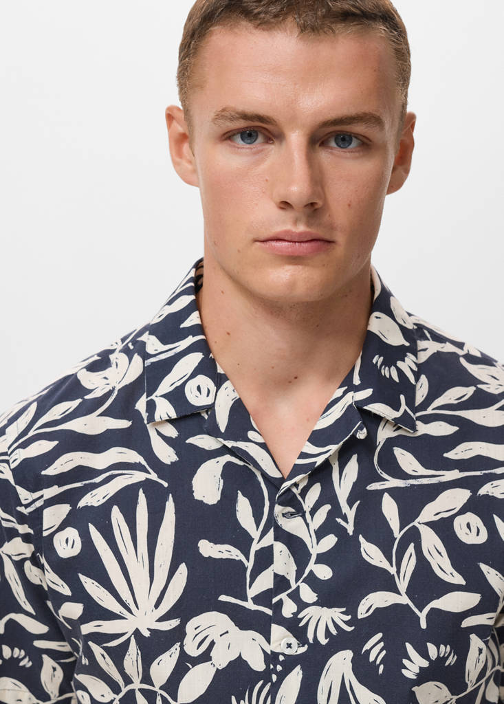 Relaxed-fit printed shirt — Indigo Blue