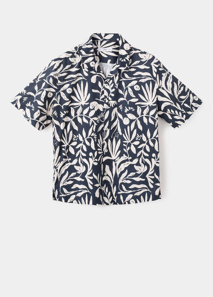 Relaxed-fit printed shirt — Indigo Blue