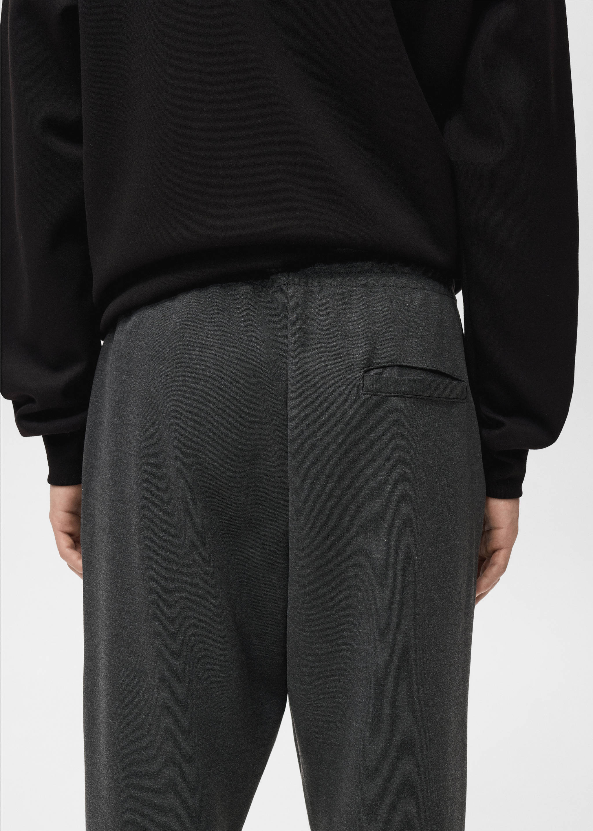 Jogging coton taille élastique - Détail de l'article 3, Gris chiné foncé. Ref: 17076742-00.