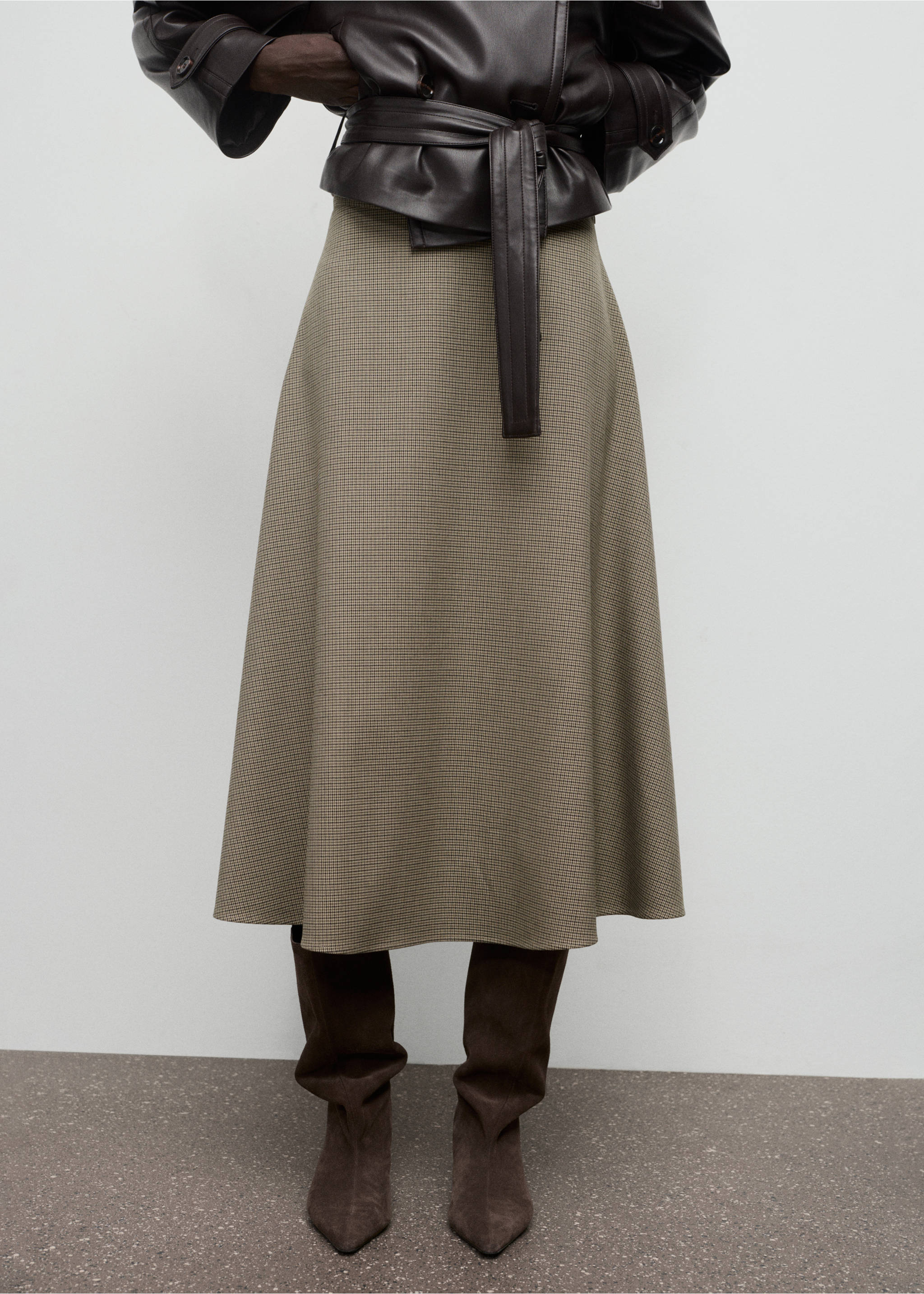 Houndstooth wool-blend skirt - Medium plane, Brown. Ref: 17076743-00.
