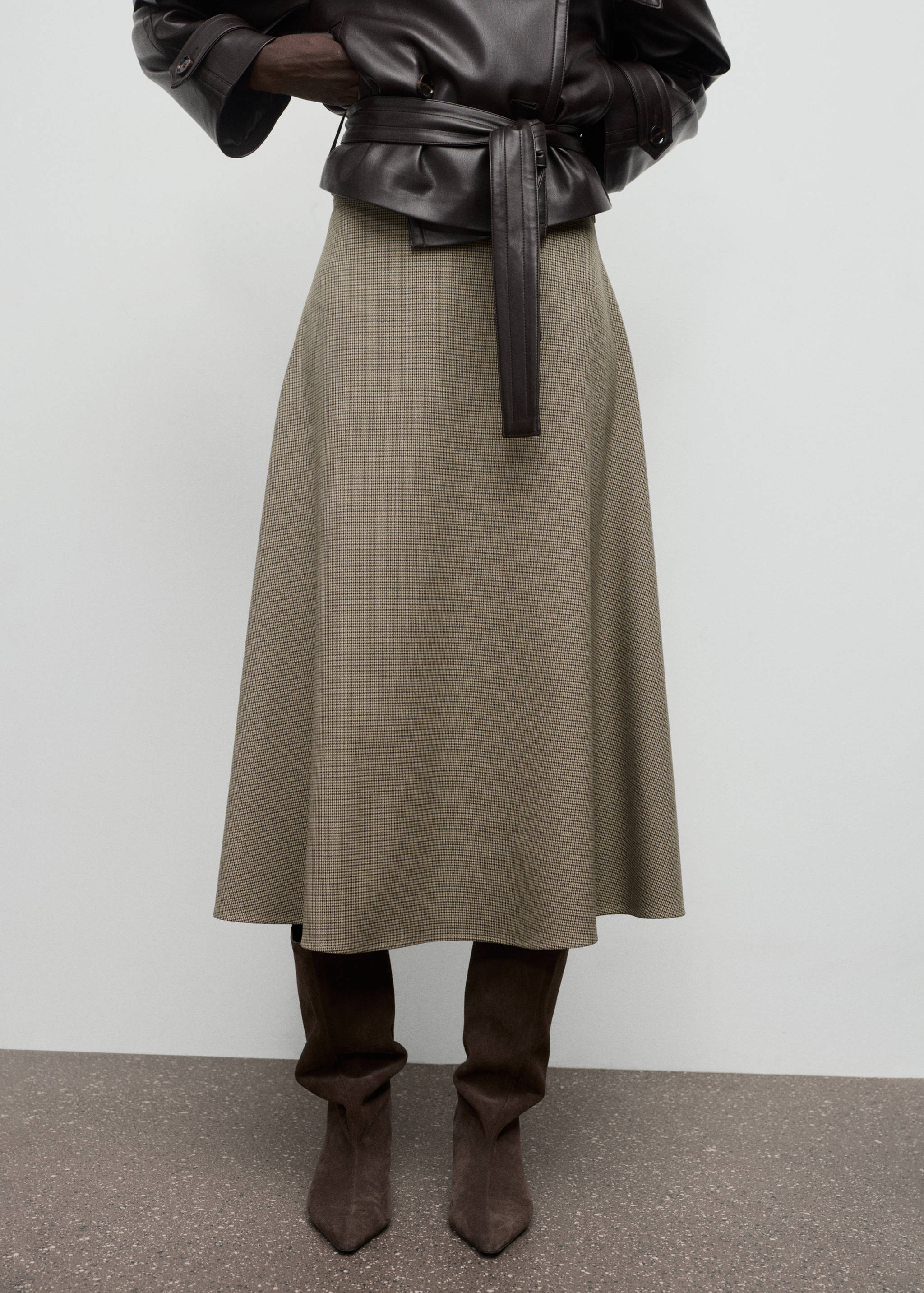 Saia com mistura de lã pied-de-pole - Plano médio