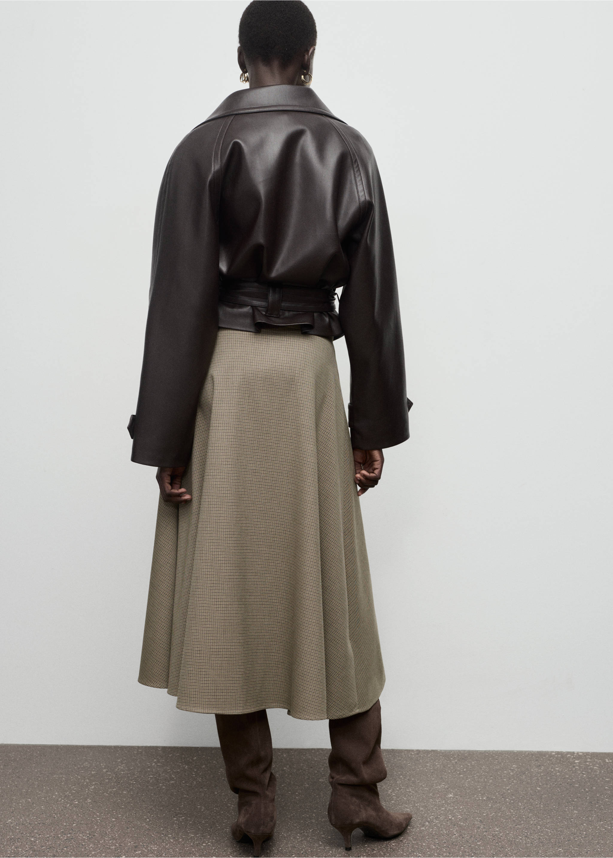 Houndstooth wool-blend skirt - Reverse of the article, Brown. Ref: 17076743-00.