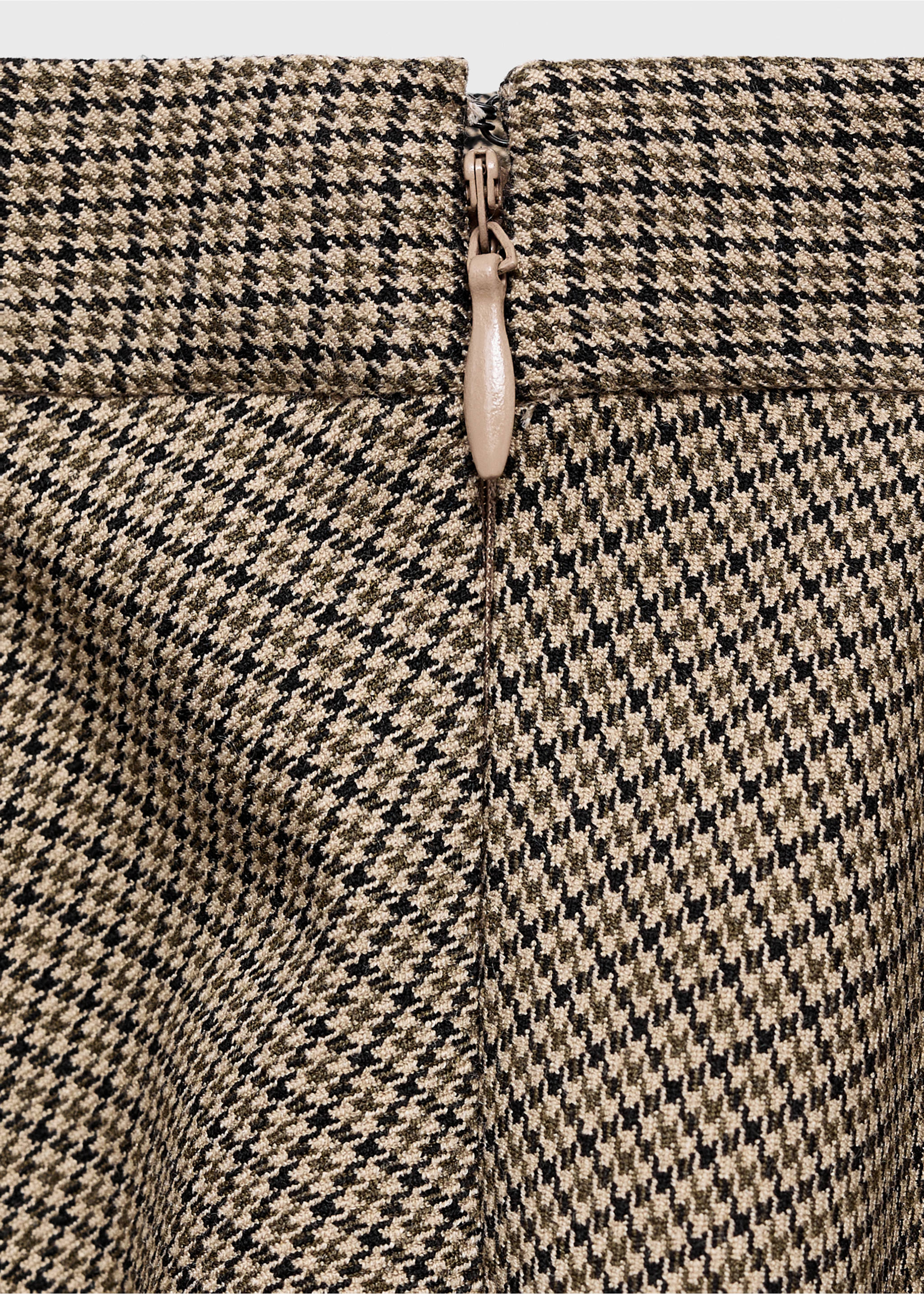 Houndstooth wool-blend skirt - Details of the article 8, Brown. Ref: 17076743-00.