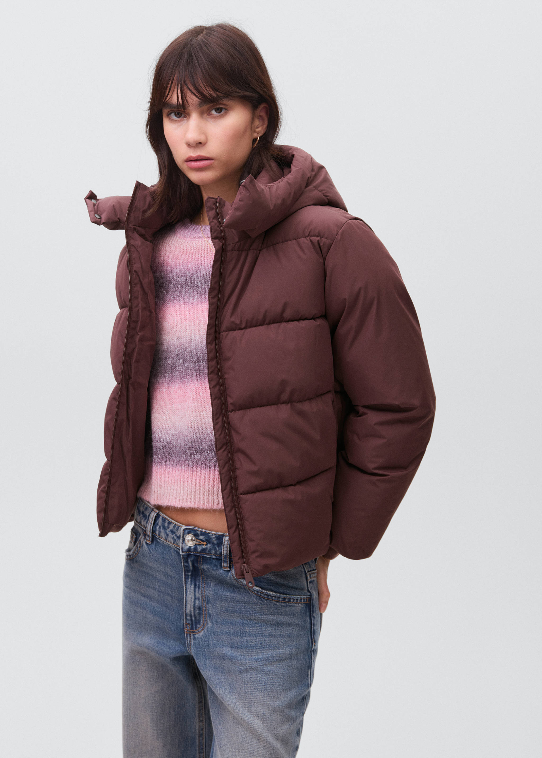 Hood puffer coat - Medium plane