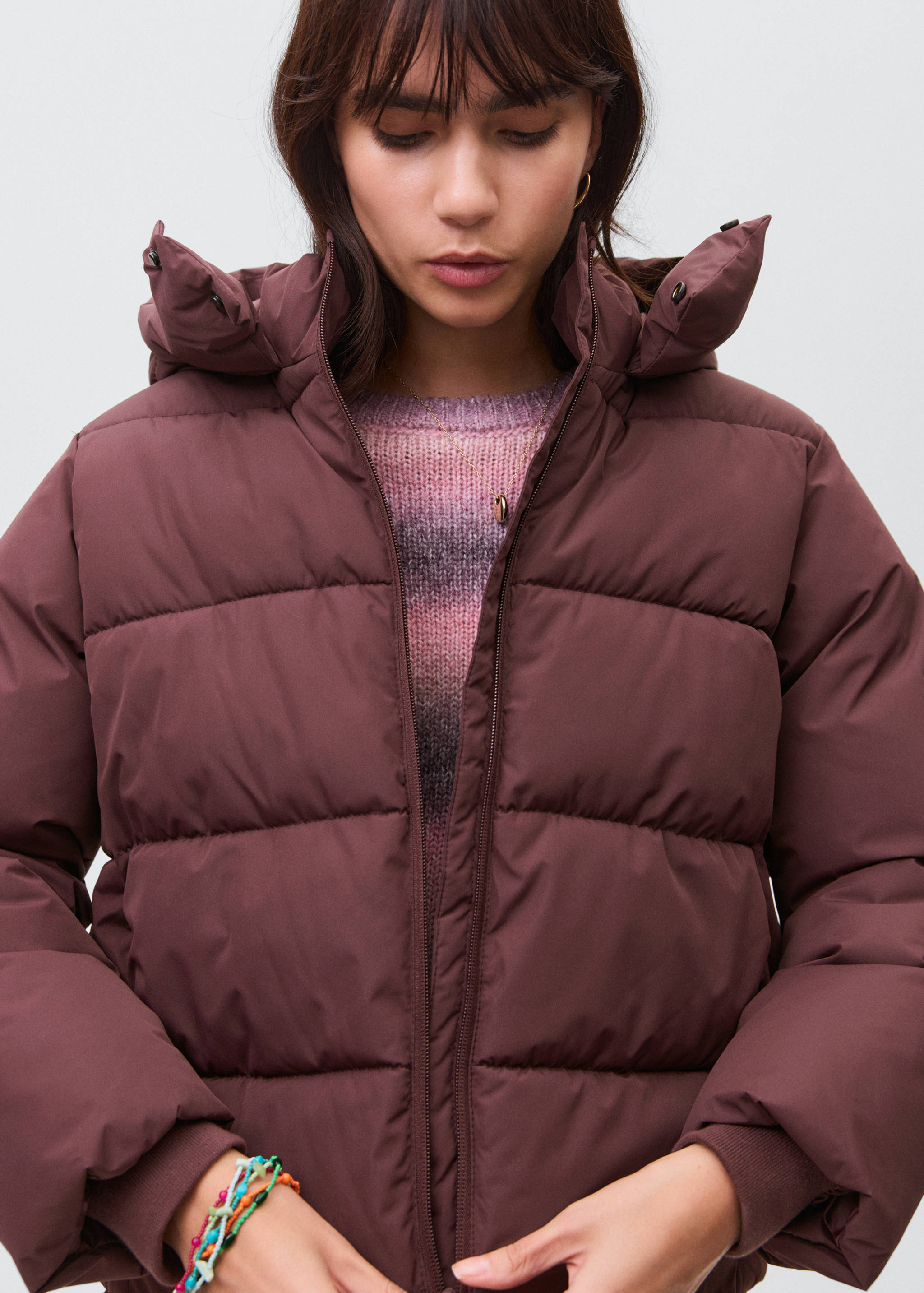 Hood puffer coat - Details of the article 1