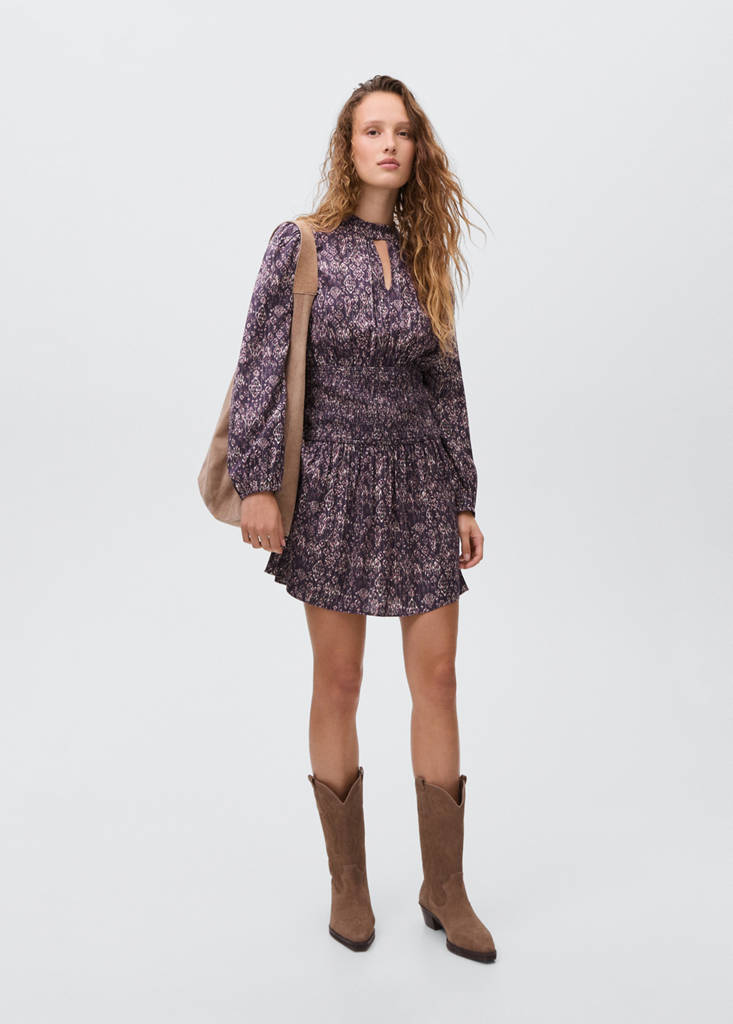 Flowy print dress — Purple