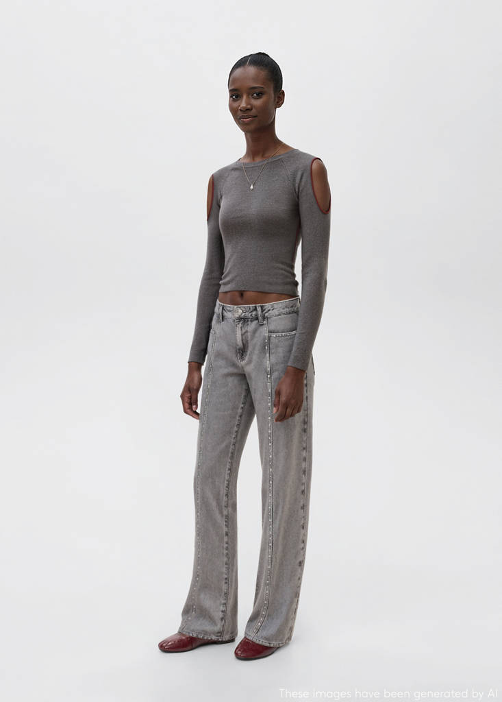 Knitted sweater with cut-out — Medium Heather Grey