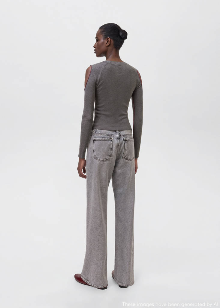 Knitted sweater with cut-out — Medium Heather Grey