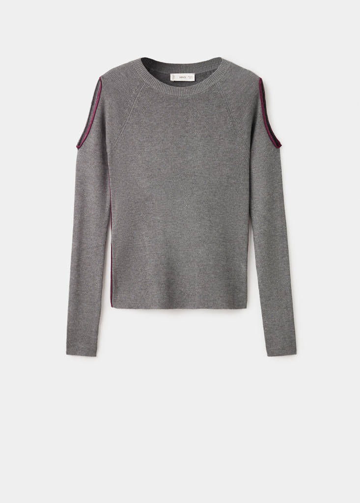 Knitted sweater with cut-out — Medium Heather Grey