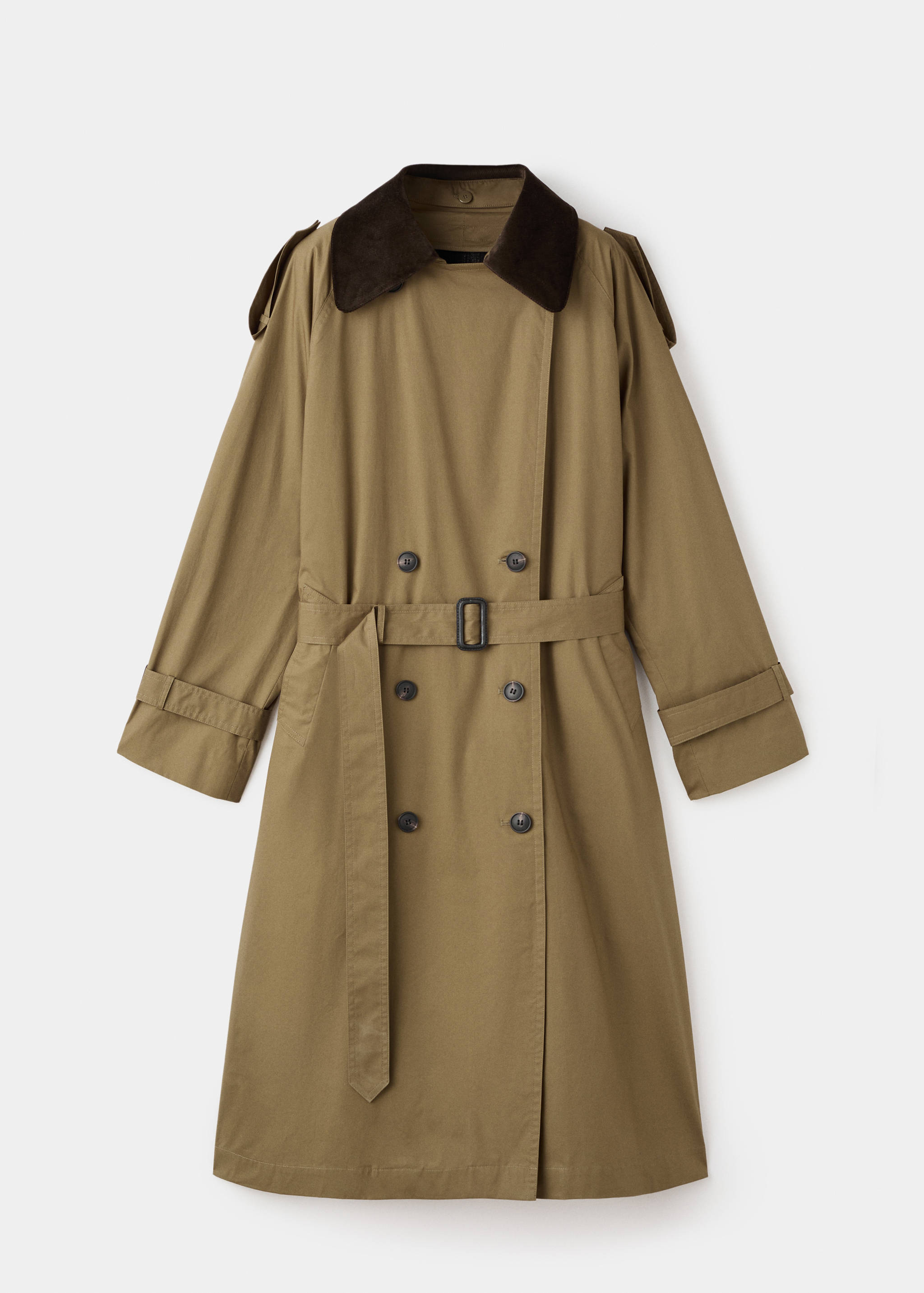 Double-breasted trench coat with corduroy collar - Article without model