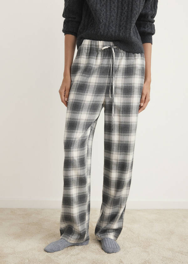 Check flannel trousers — Grey