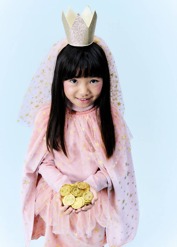 Tulle cape with glitter stars — Pale Pink
