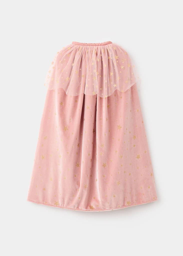 Tulle cape with glitter stars — Pale Pink