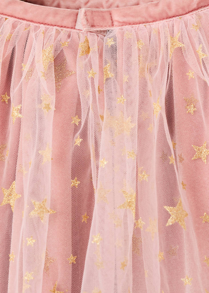 Tulle cape with glitter stars — Pale Pink