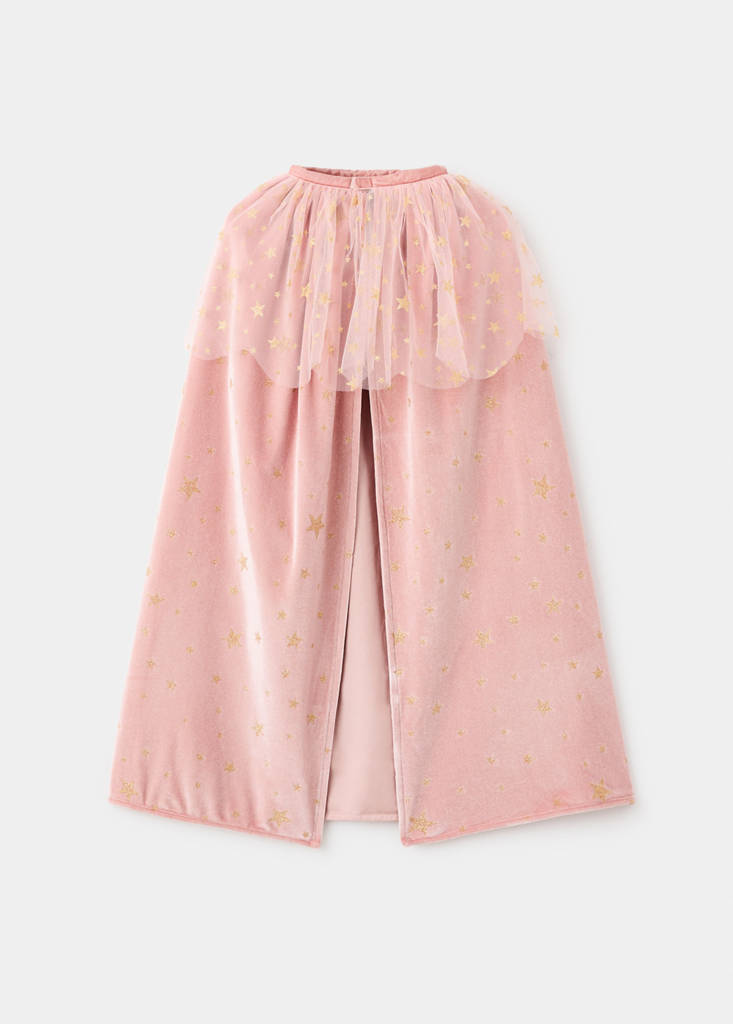 Tulle cape with glitter stars — Pale Pink