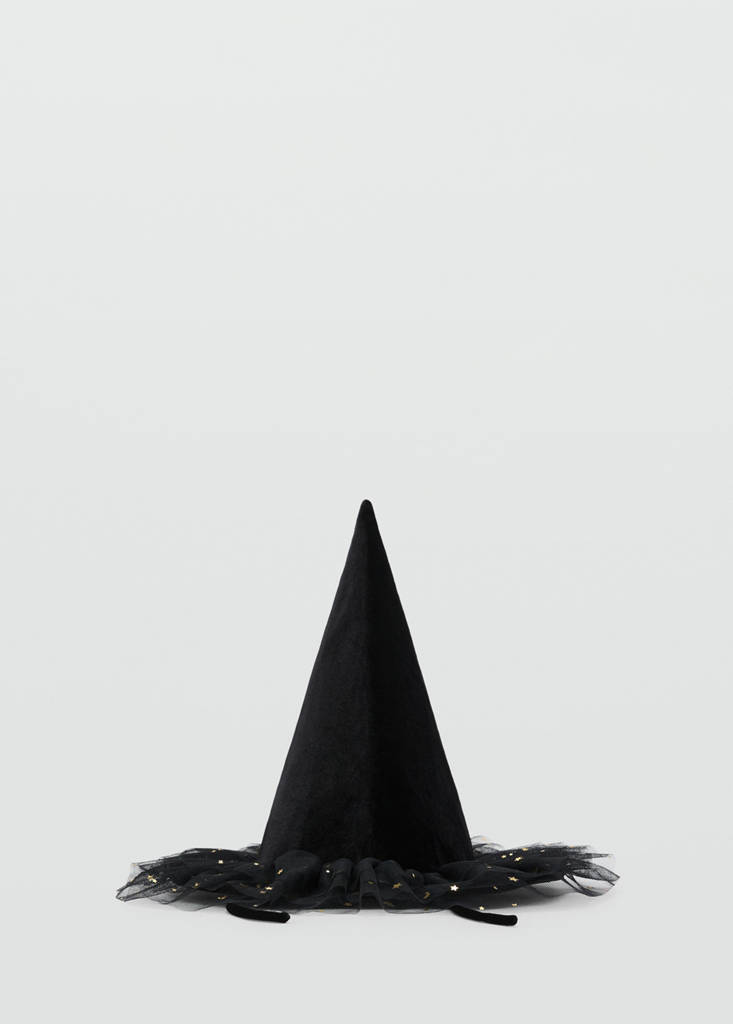 MANGO KIDS - Chapeau de sorcière en tulle avec étoiles noir - 6-9 ans - Fille