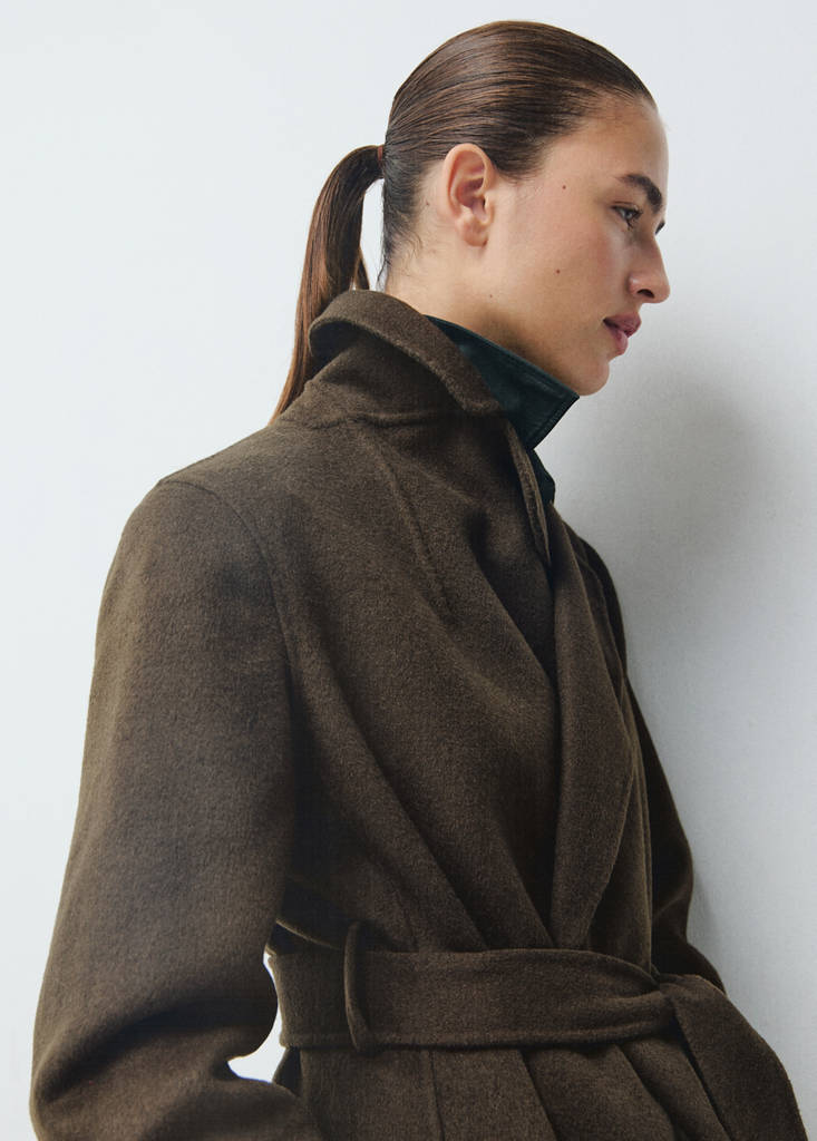 Handmade wool coat with belt
