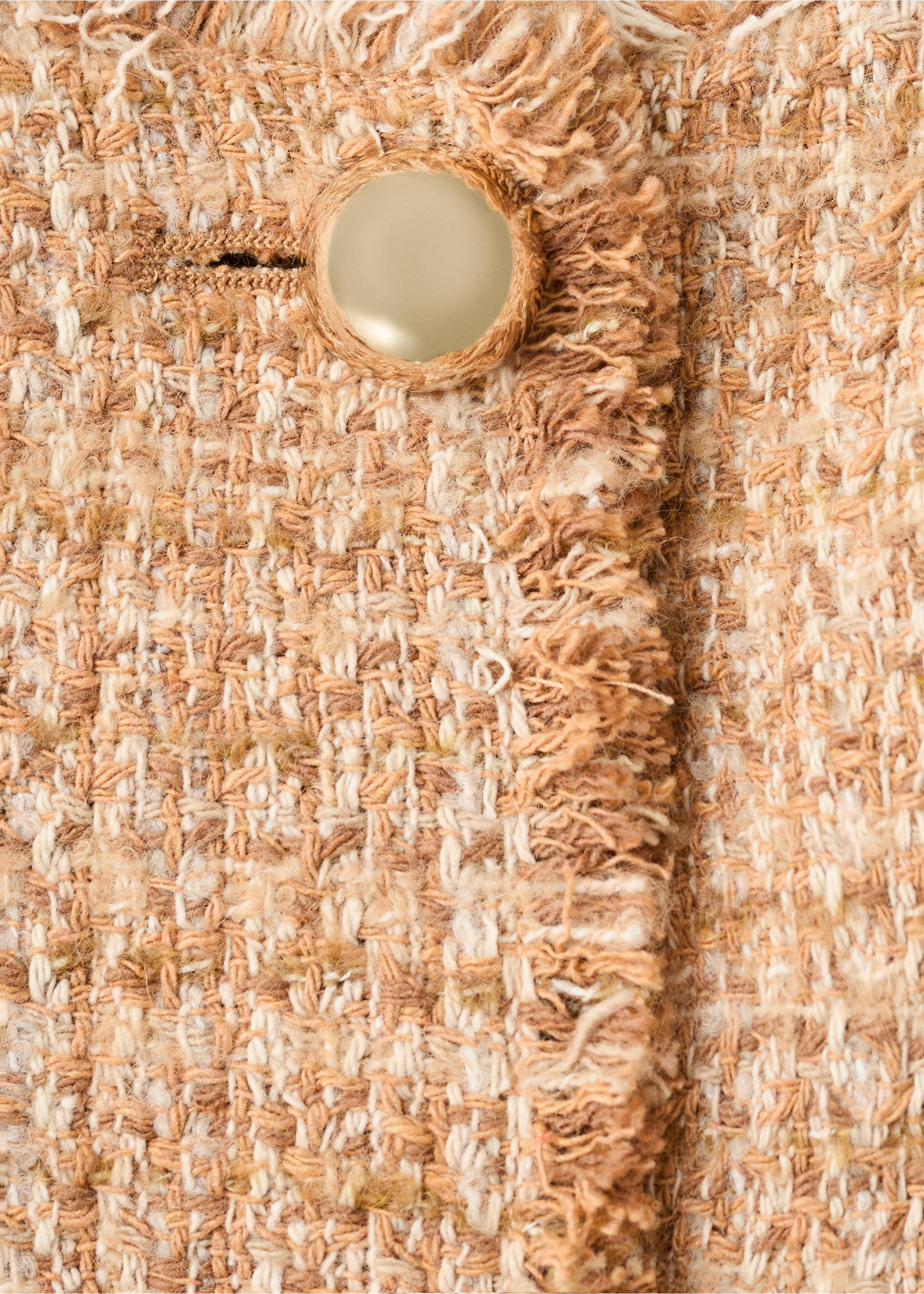 Veste tweed bords effilochés - Détail de l'article 8, Marron moyen. Ref: 17077140-00.