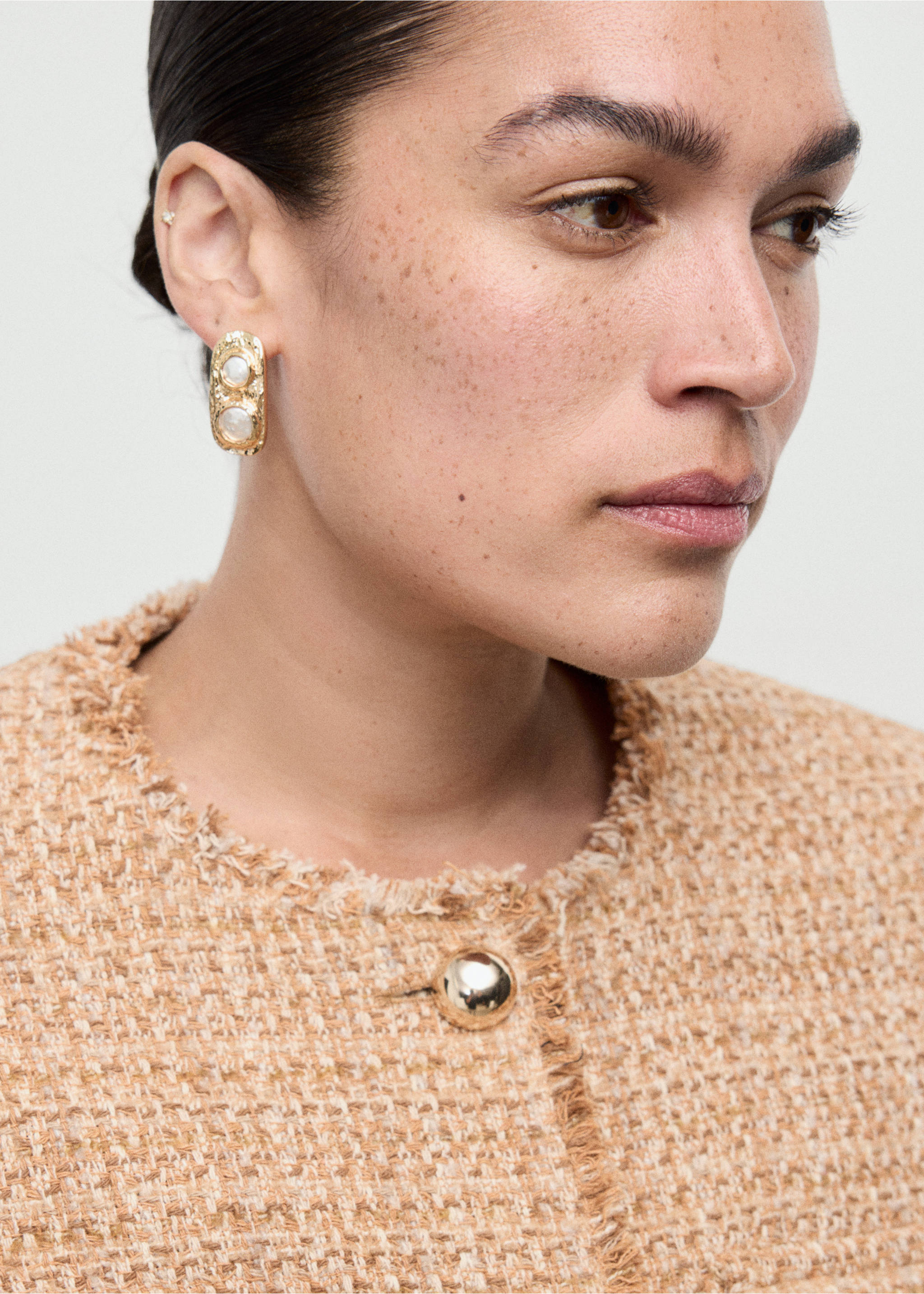 Veste tweed bords effilochés - Détail de l'article 4, Marron moyen. Ref: 17077140-00.