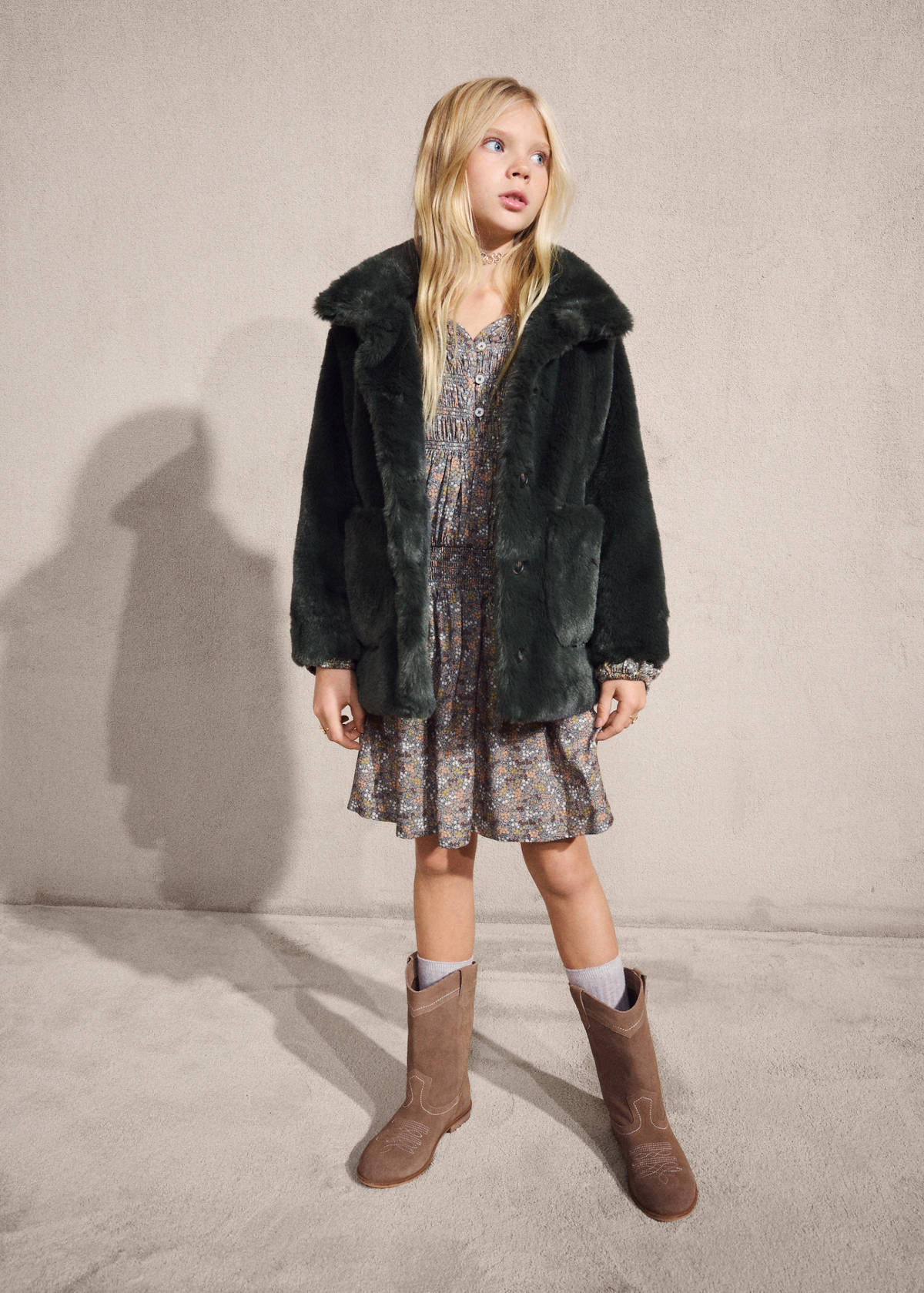 Faux-fur coat — Forest Green