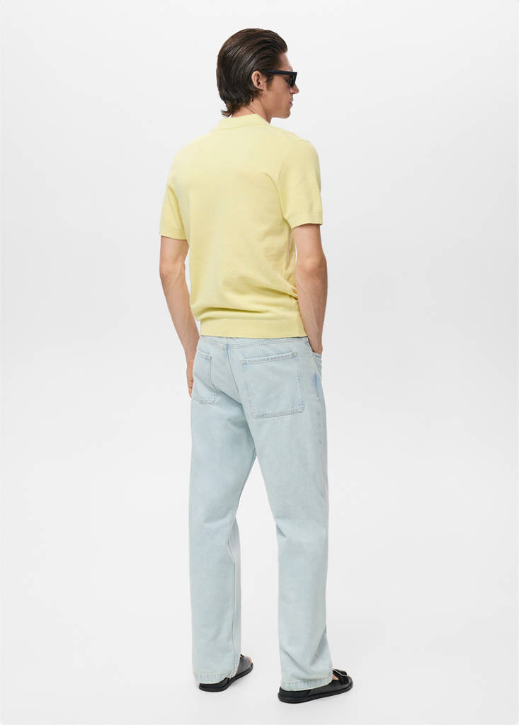 Structured knitted slim-fit polo shirt — Neon Yellow