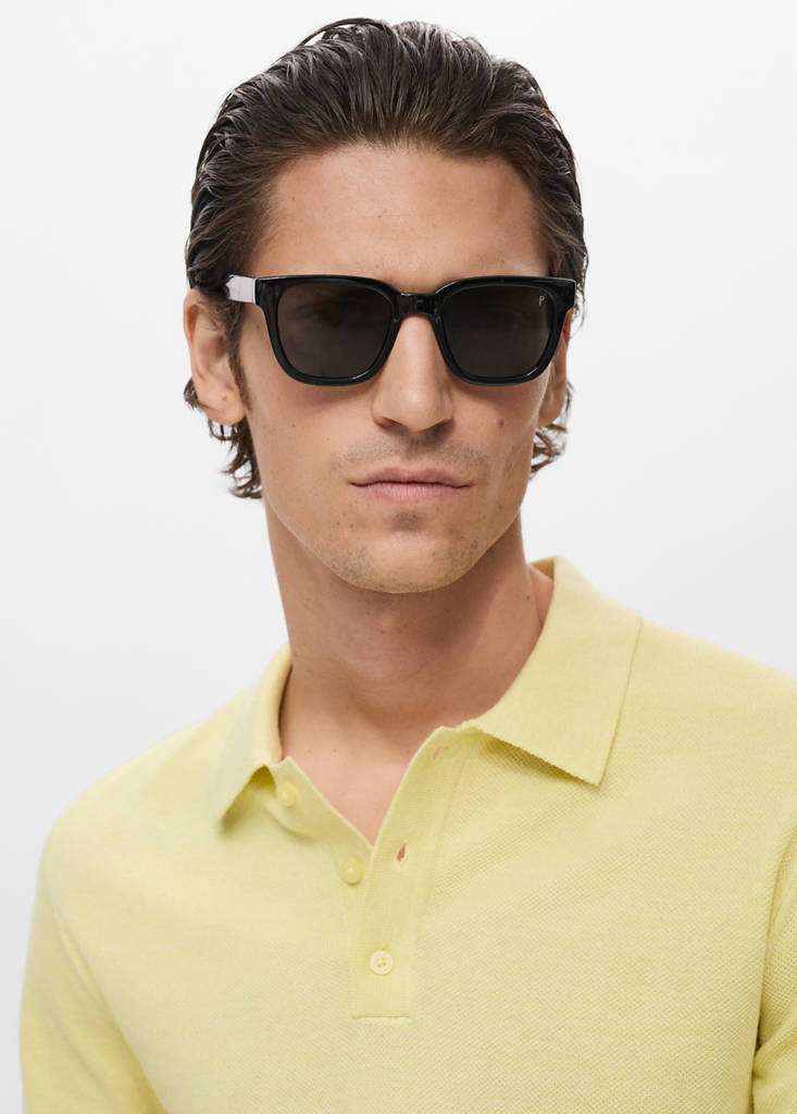 Structured knitted slim-fit polo shirt — Neon Yellow