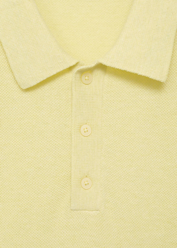 Structured knitted slim-fit polo shirt — Neon Yellow