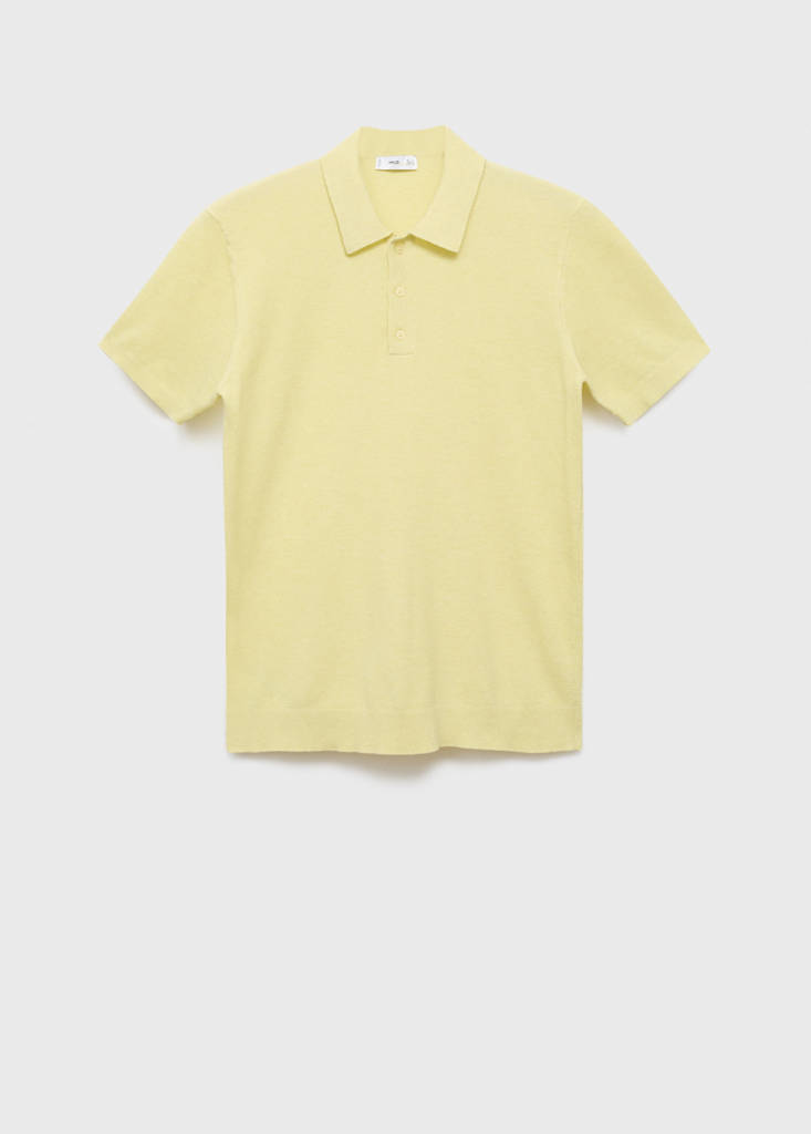 Structured knitted slim-fit polo shirt — Neon Yellow