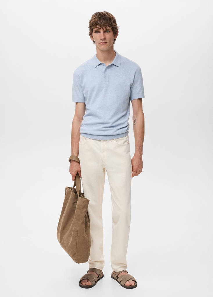 Structured knitted slim-fit polo shirt — Aqua Green