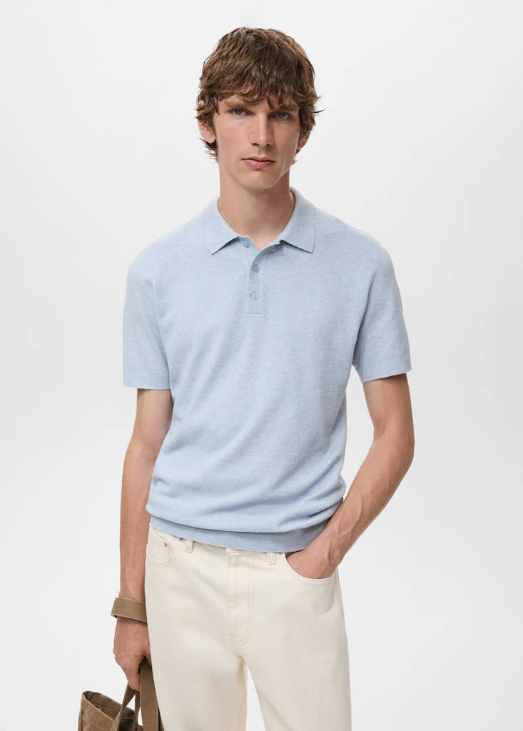 Structured knitted slim-fit polo shirt — Aqua Green