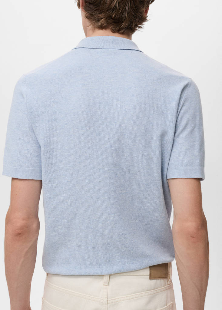 Structured knitted slim-fit polo shirt — Aqua Green