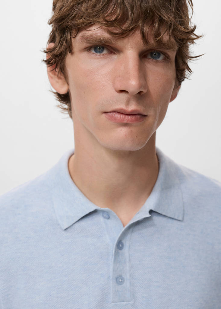 Structured knitted slim-fit polo shirt — Aqua Green