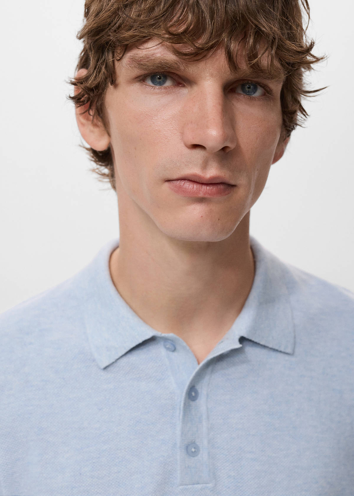 Structured knitted slim-fit polo shirt — Aqua Green