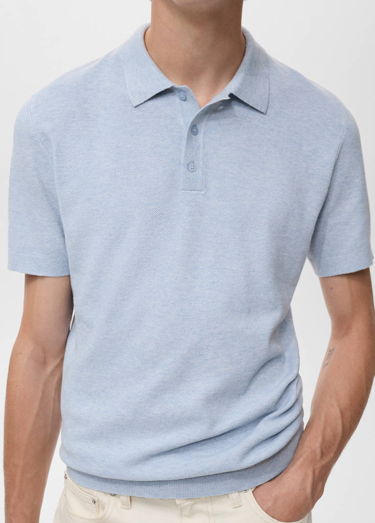 Structured knitted slim-fit polo shirt — Aqua Green