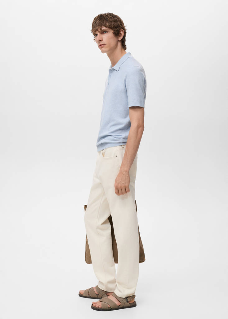 Structured knitted slim-fit polo shirt — Aqua Green