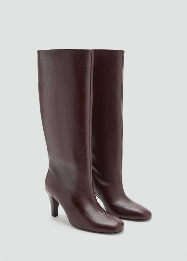 Heeled leather boots — Burgundy