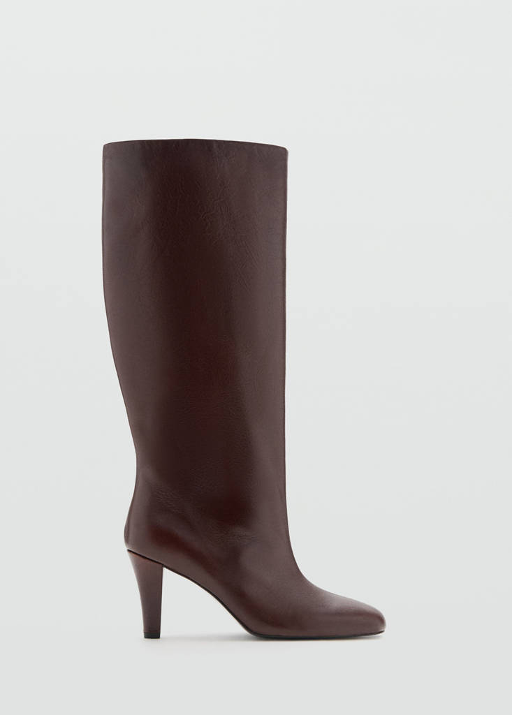 Heeled leather boots — Burgundy
