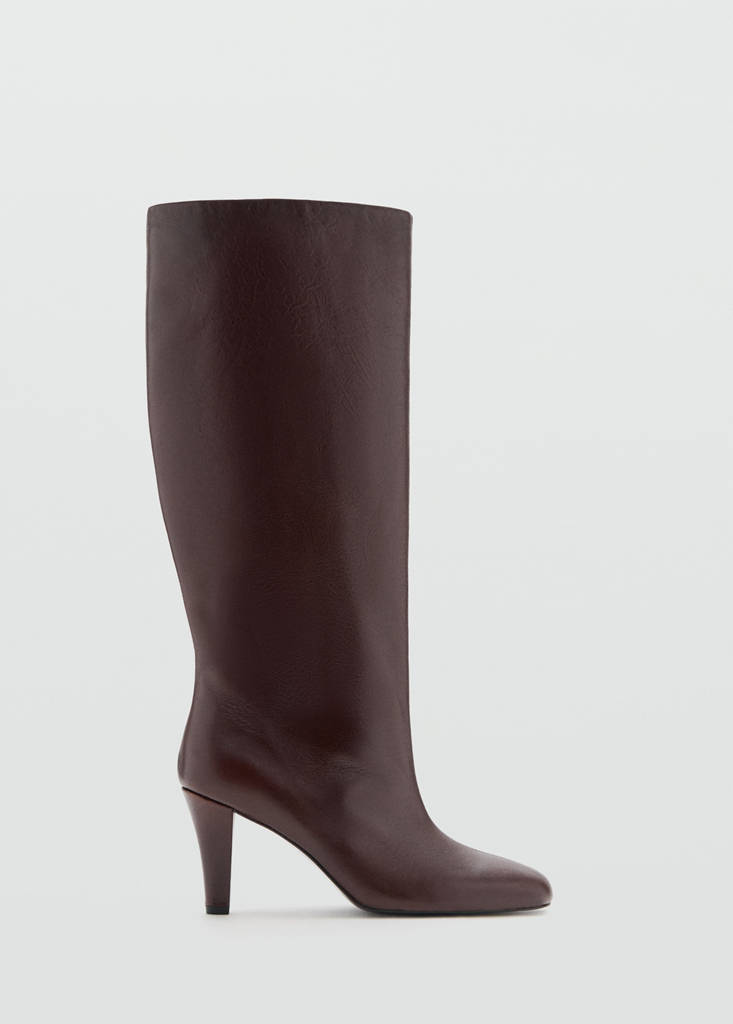 Heeled leather boots — Burgundy