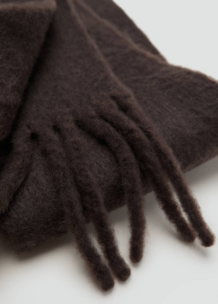 Fringed edge scarf — Chocolate
