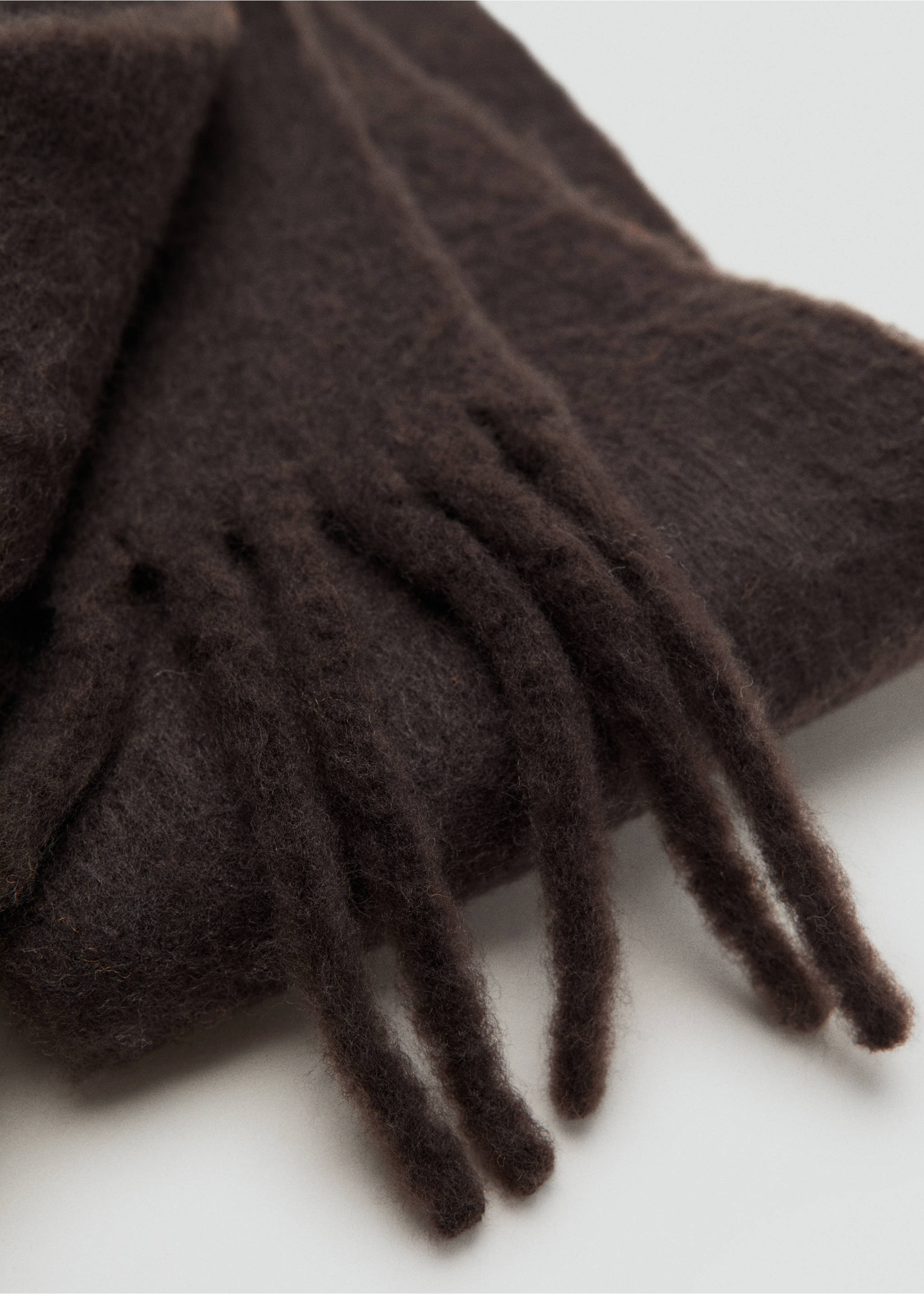 Fringed edge scarf - Medium plane, Chocolate. Ref: 17077764-00.