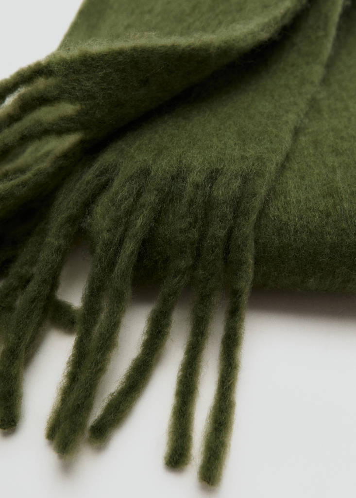 Fringed edge scarf — Khaki