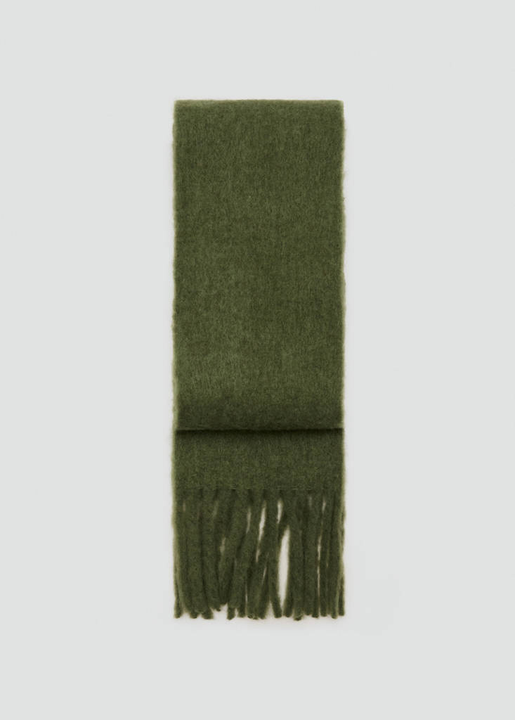 Fringed edge scarf — Khaki