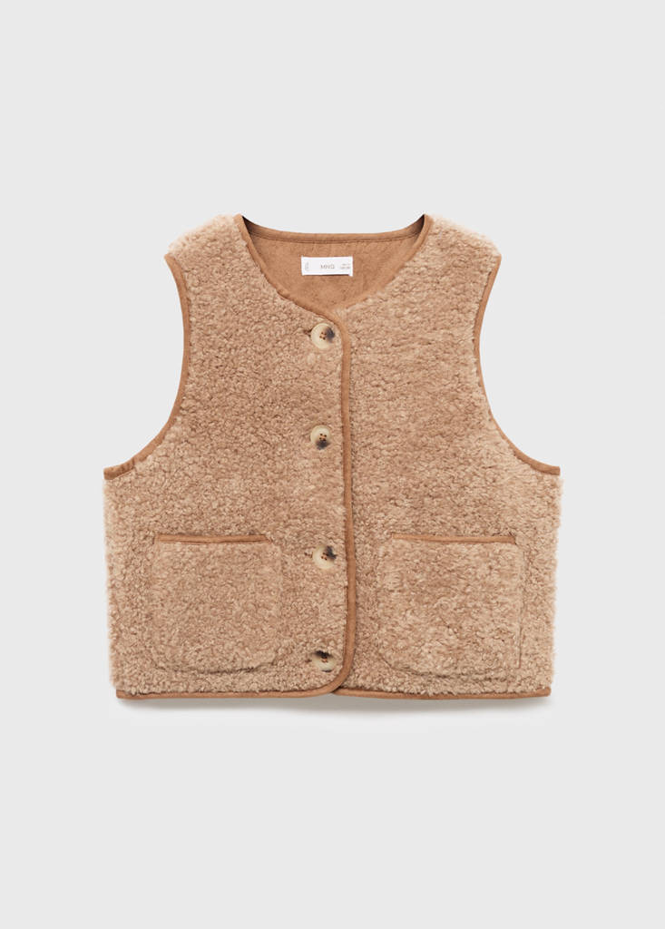 Shearling-effect gilet — Medium Brown