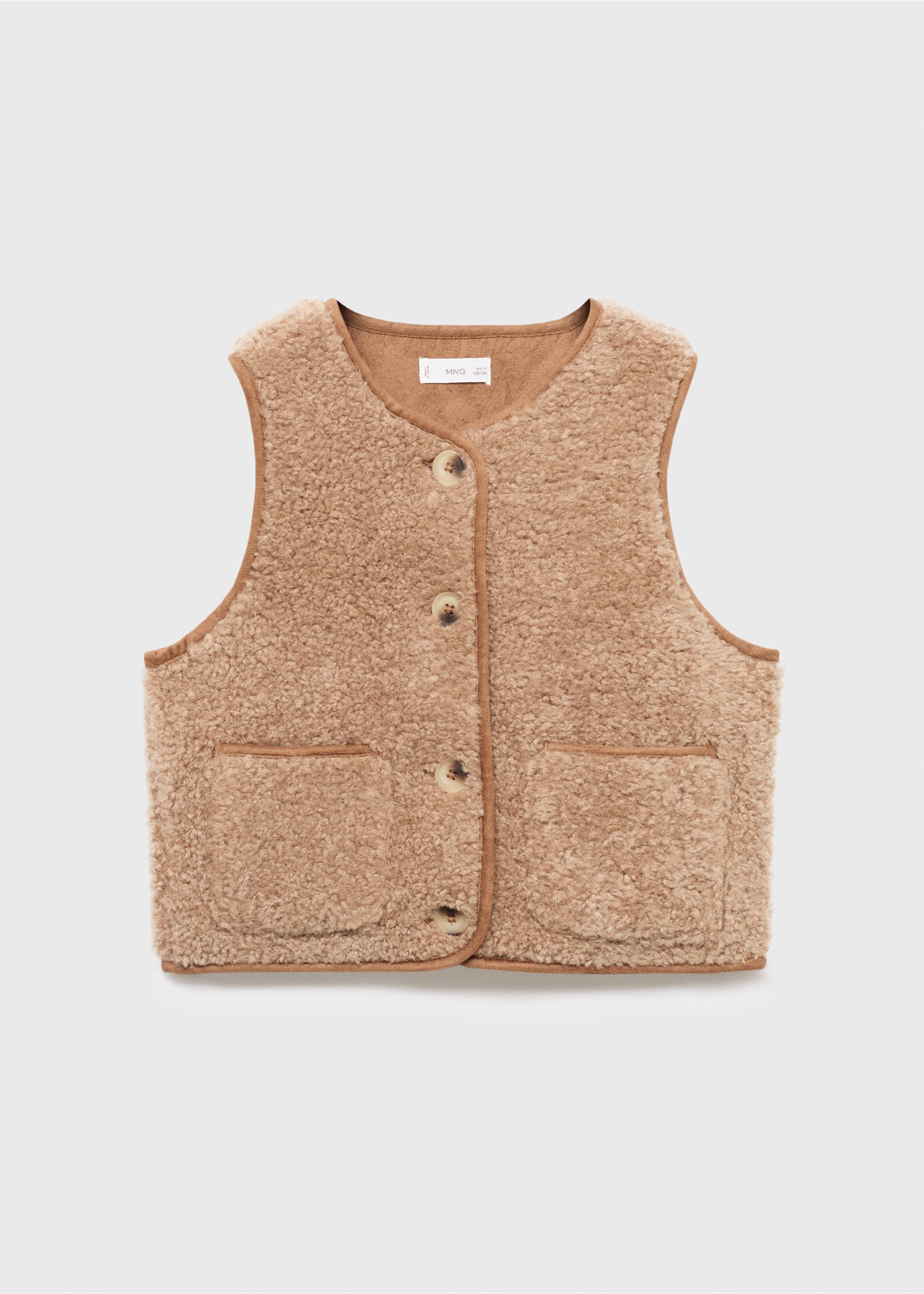 Gilet imitation mouton - Article sans modèle, Marron moyen. Ref: 17077769-00.