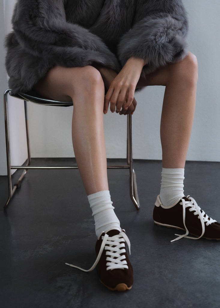 Suede contrast trainers — Chocolate