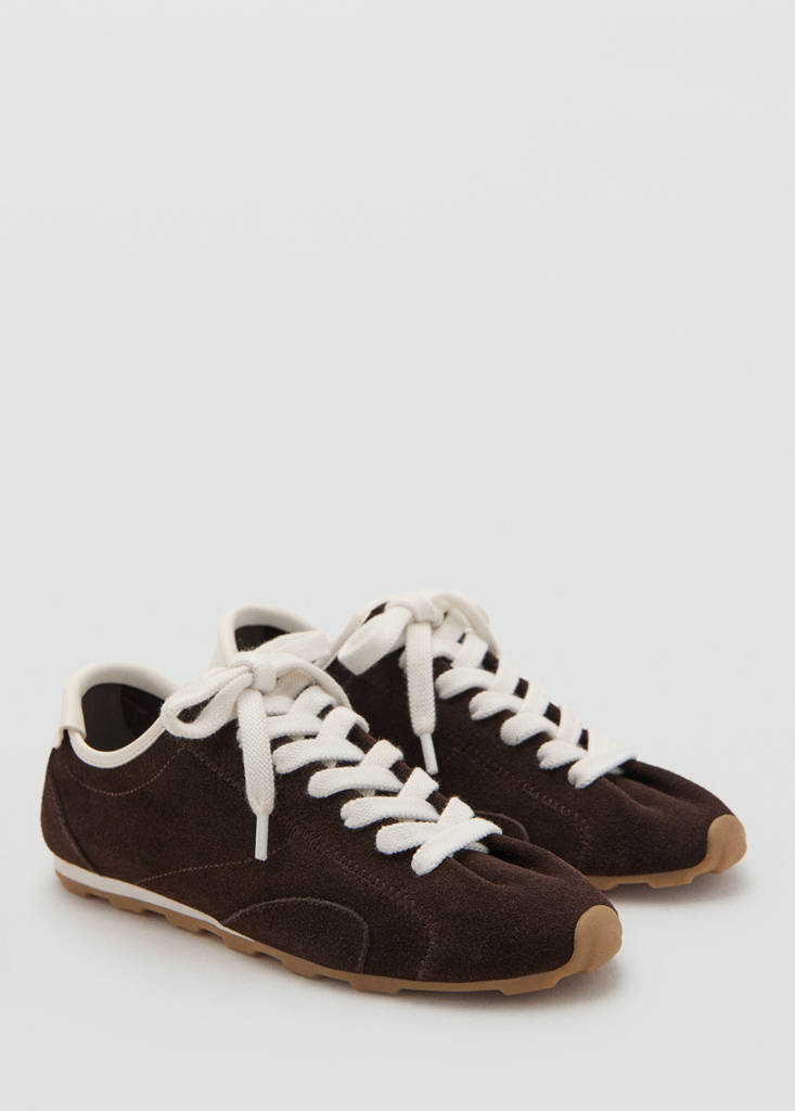 Suede contrast trainers — Chocolate