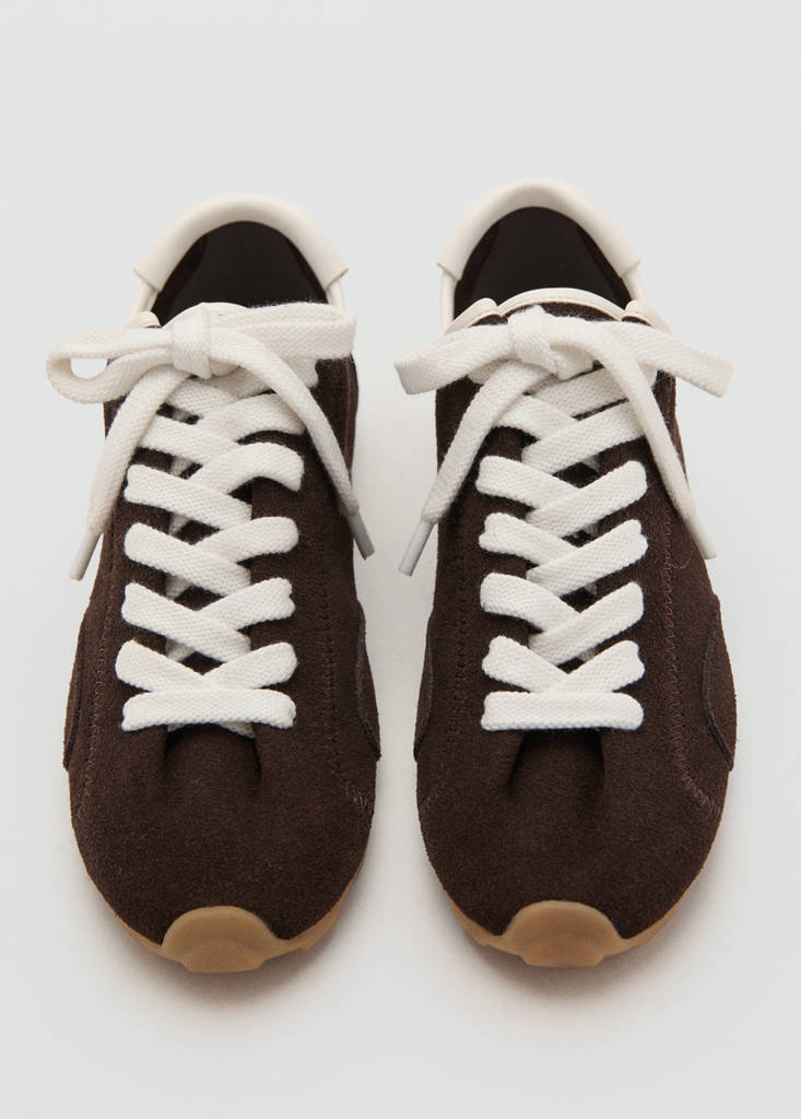 Suede contrast trainers — Chocolate