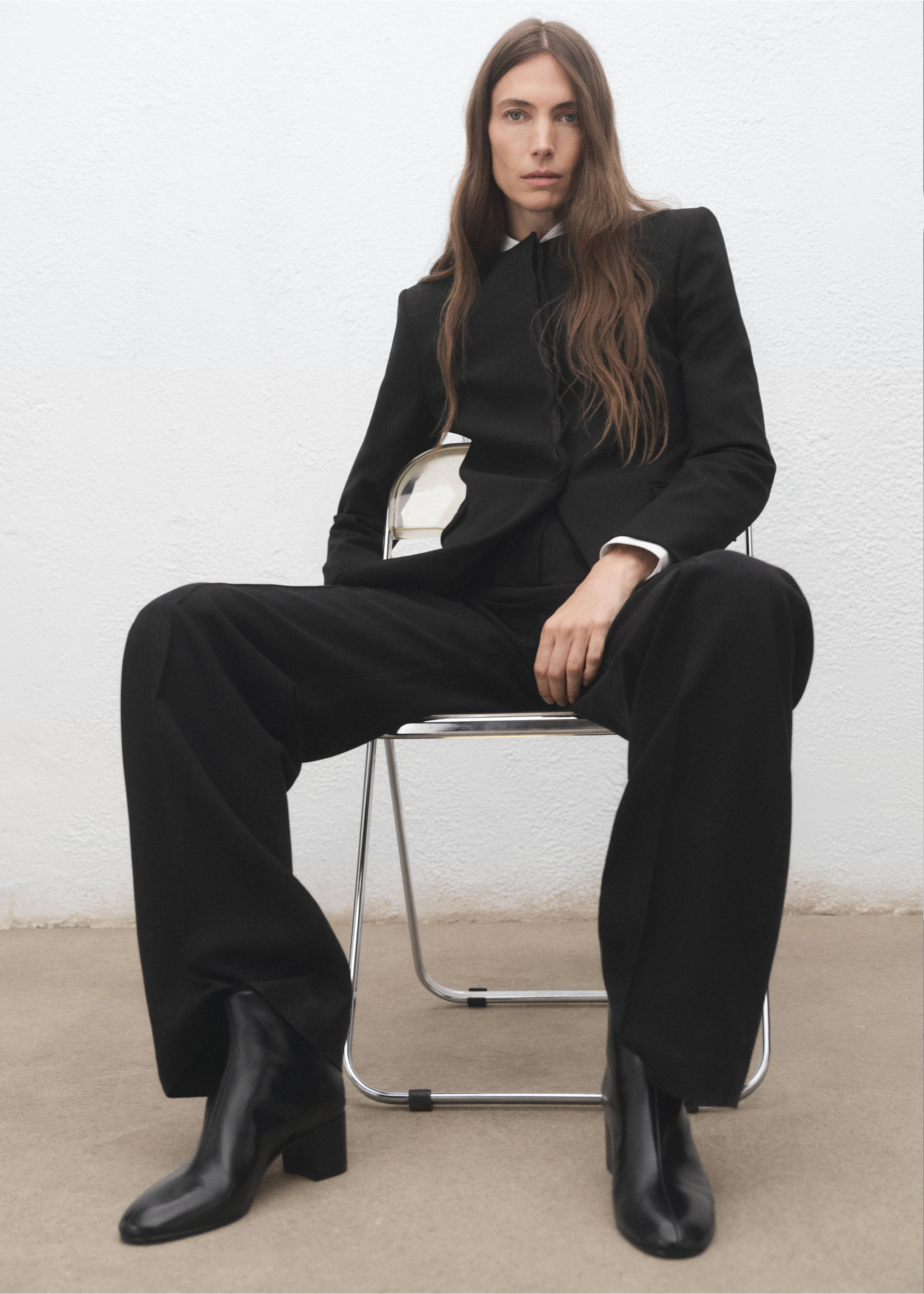 Leather ankle boots with block heel - General plane, Black. Ref: 17077776-00.